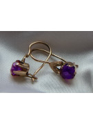 Vintage rose pink 14k 585 gold earrings vec121 alexandrite ruby emerald sapphire ...