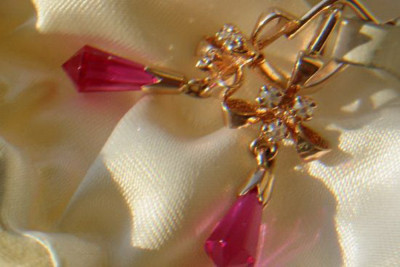 Russische Sowjetische Rose Pink 14k 585 Gold Ohrringe vec127 Alexandrit Rubin Smaragd Saphir ...