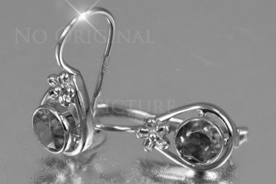 Boucles d’oreilles en or rose soviétique russe 14k 585 vec140 alexandrite rubis émeraude saphir ...