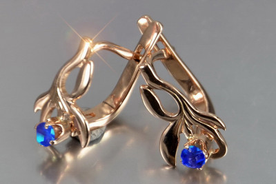 Vintage rose pink 14k 585 gold earrings vec143 alexandrite ruby emerald sapphire ...