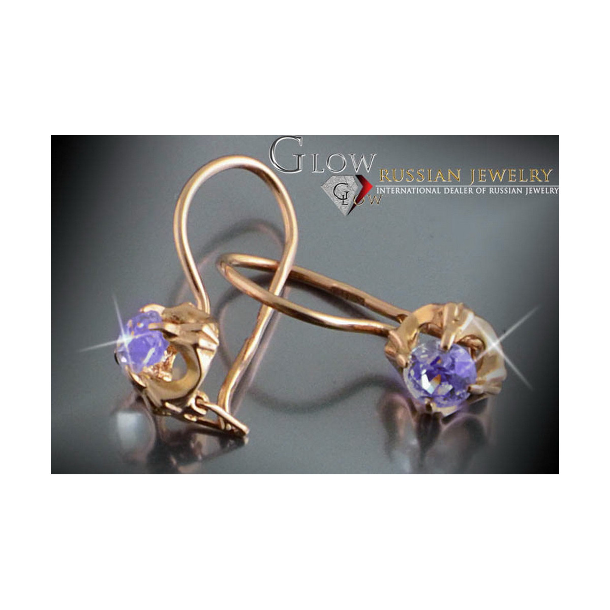 Boucles d’oreilles en or rose soviétique russe 14k 585 vec146 alexandrite rubis émeraude saphir ...