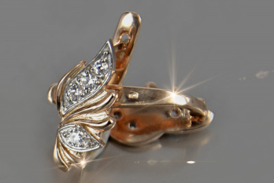 Ruso soviético rosa rosa 14k 585 pendientes de oro vec159 alejandrita rubí esmeralda zafiro ...