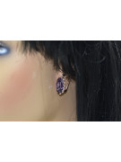 Boucles d'oreilles vintage rose rose 14 carats en or 585 vec174 alexandrite rubis émeraude saphir...