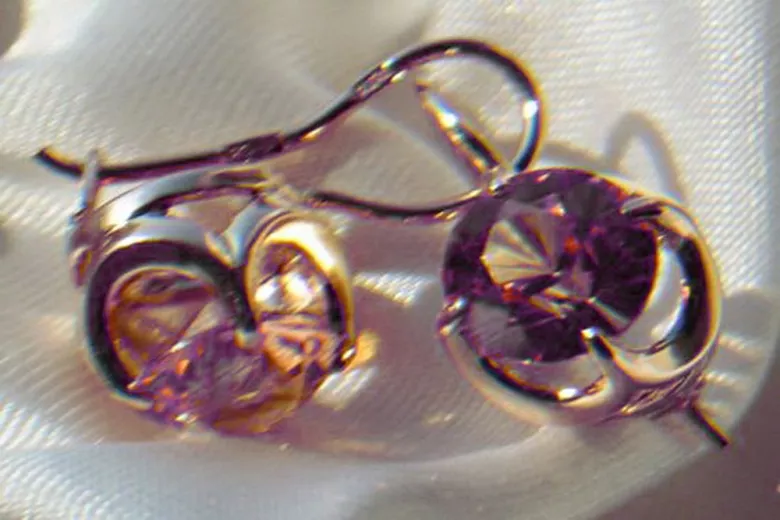 Boucles d’oreilles en or rose soviétique russe 14k 585 vec176 alexandrite rubis émeraude saphir ...