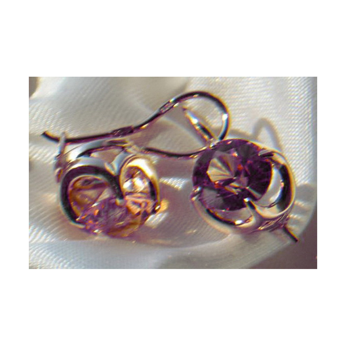 Vintage rose pink 14k 585 gold earrings vec176 alexandrite ruby emerald sapphire ...