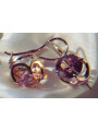 Vintage rose pink 14k 585 gold earrings vec176 alexandrite ruby emerald sapphire ...