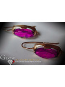 Vintage rose pink 14k 585 gold earrings vec177 alexandrite ruby emerald sapphire ...