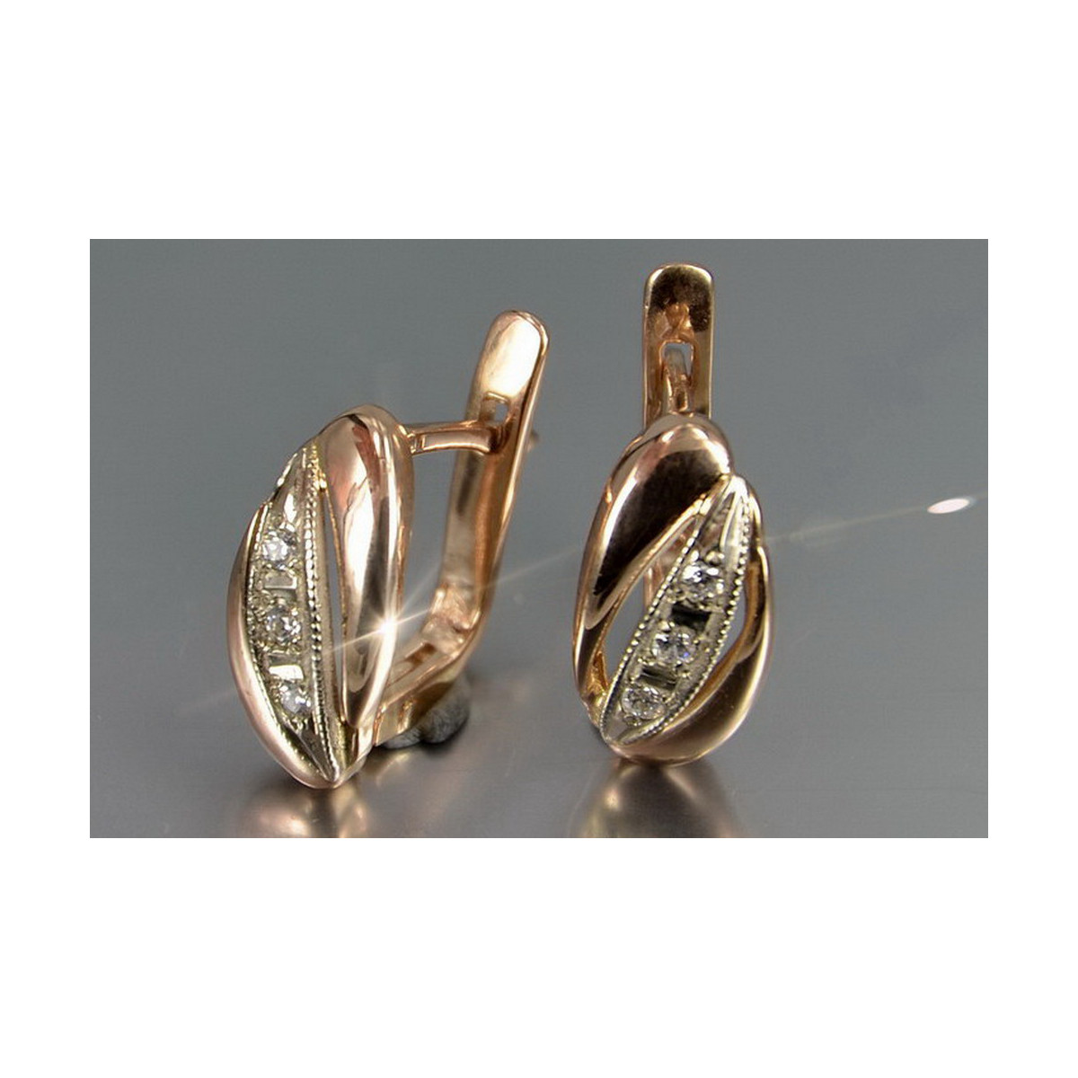 Russische Sowjetische Rose Pink 14k 585 Gold Ohrringe vec181 Alexandrit Rubin Smaragd Saphir ...