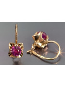 Boucles d’oreilles en or rose soviétique russe 14k 585 vec184 alexandrite rubis émeraude saphir ...