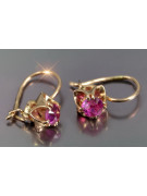 Boucles d’oreilles en or rose soviétique russe 14k 585 vec184 alexandrite rubis émeraude saphir ...