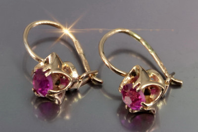 Russische Sowjetische Rose Pink 14k 585 Gold Ohrringe vec184 Alexandrit Rubin Smaragd Saphir ...