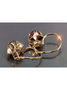 Boucles d’oreilles en or rose soviétique russe 14k 585 vec184 alexandrite rubis émeraude saphir ...