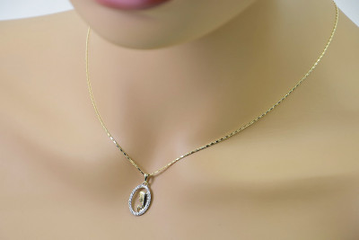 Ексклузивен италиански медальон на Мария от 14К жълто злато pm011y