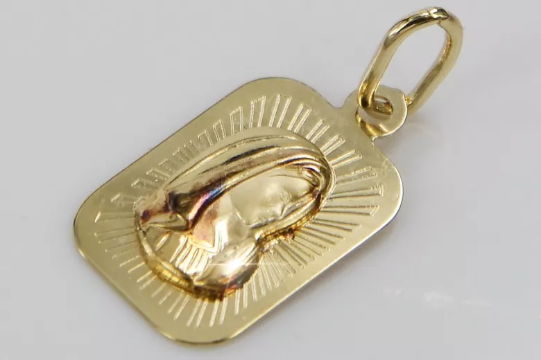 Gelbgold Mary Medaillon Ikone Anhänger pm012y