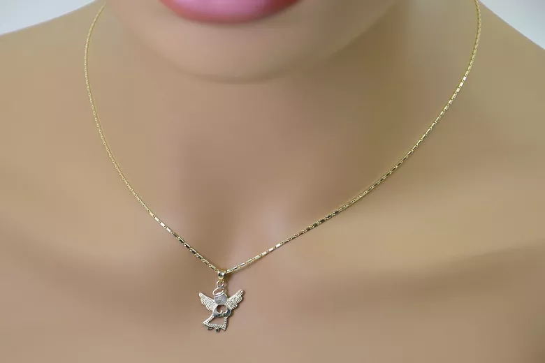 Златен ангелски медальон 14k 585 икона Angel pm014y