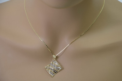 "Schöner moderner Anhänger aus Italienischem 14k Gelb- & Weißgold" cpn004yw