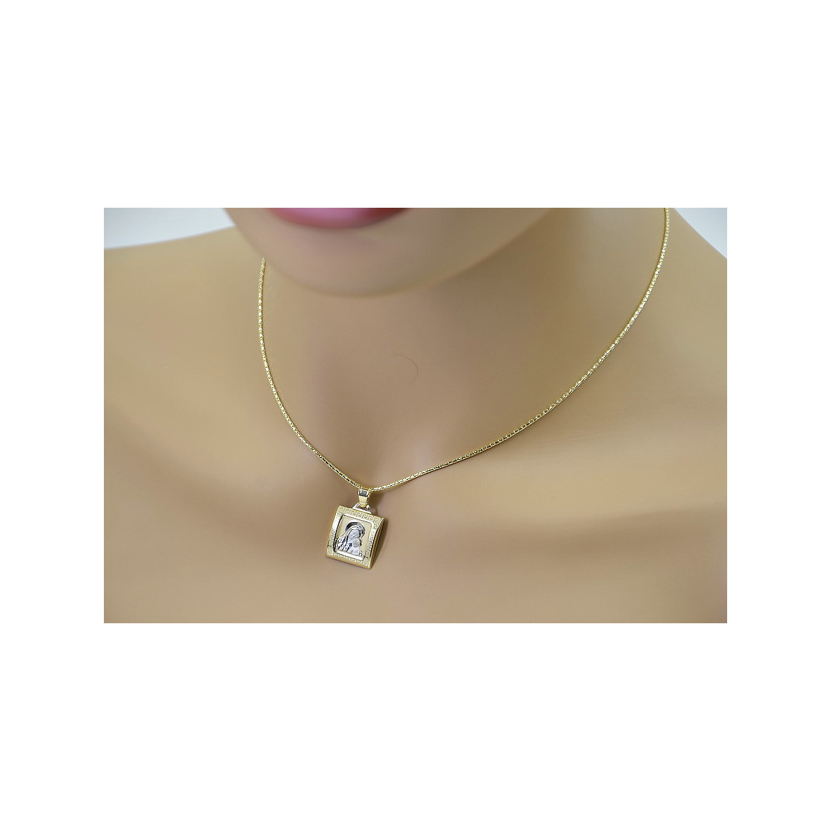 Muttergottes Medaillon & Kette 14k