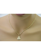 Mother of God medallion & diamond cut 14k gold chain