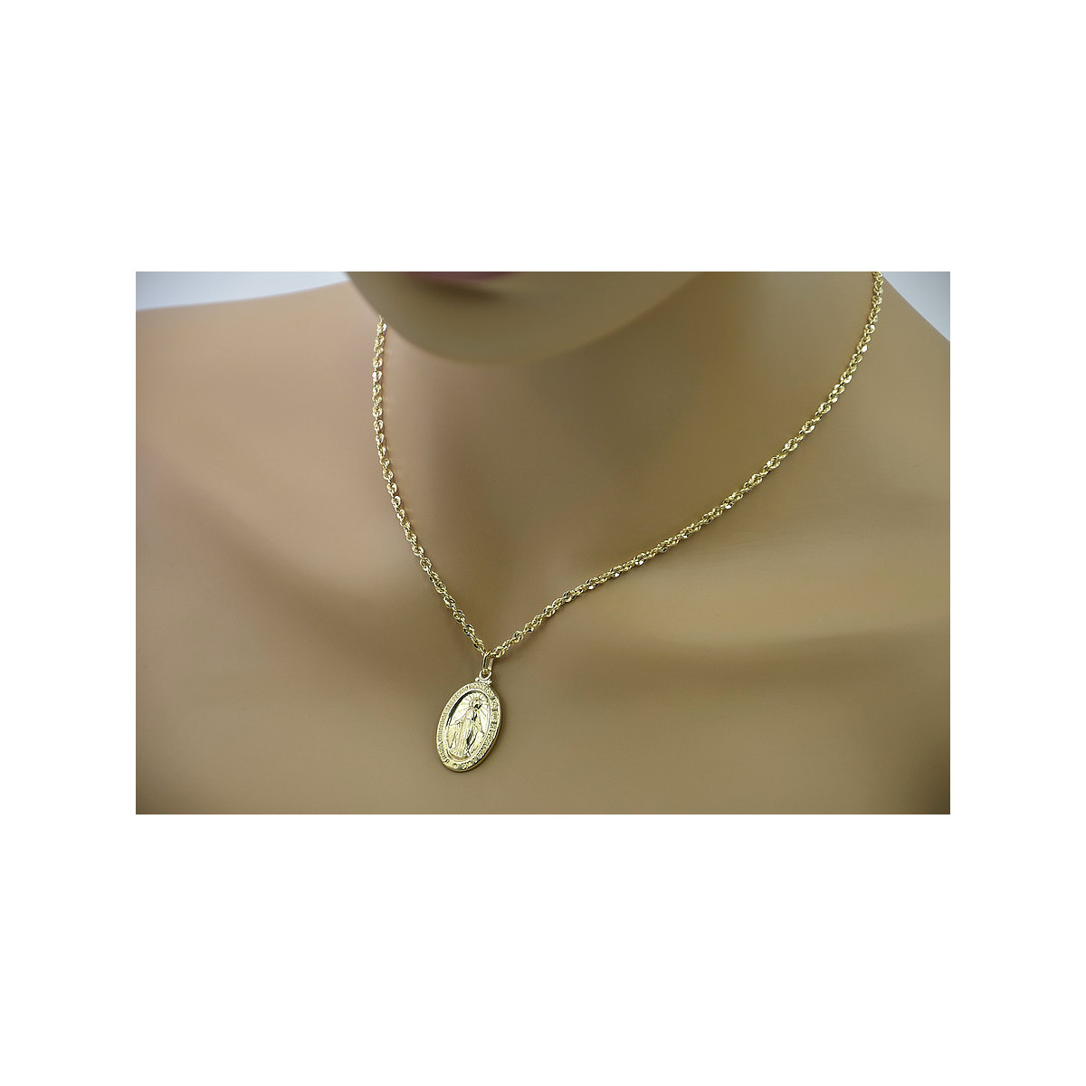 Mother of God medallion & Snake 14k gold chain pm006y&cc074y