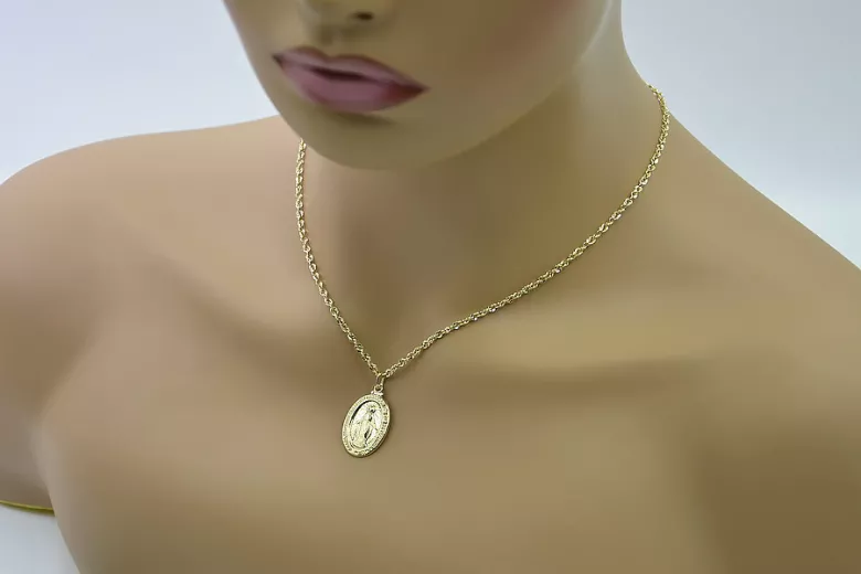 Mother of God medallion & Snake 14k gold chain pm006y&cc074y