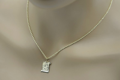 Итальянский желтый 14k золото Ангел медальон и веревочная цепь pm016ycc019y