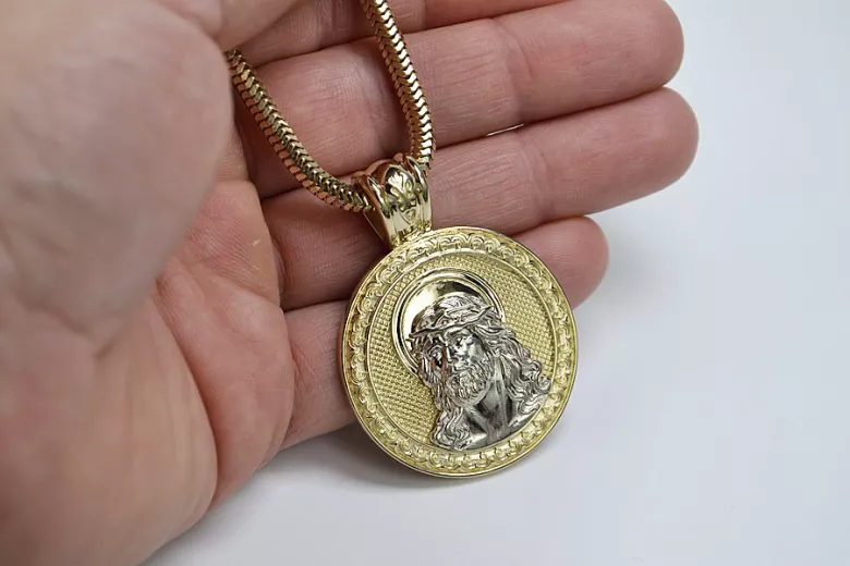 Gold (Silber) Anhänger Jesus & Seil Kette (verschiedene Gewichte)