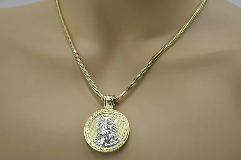 Gold (silver) pendant Jesus & Rope chain (different weights)