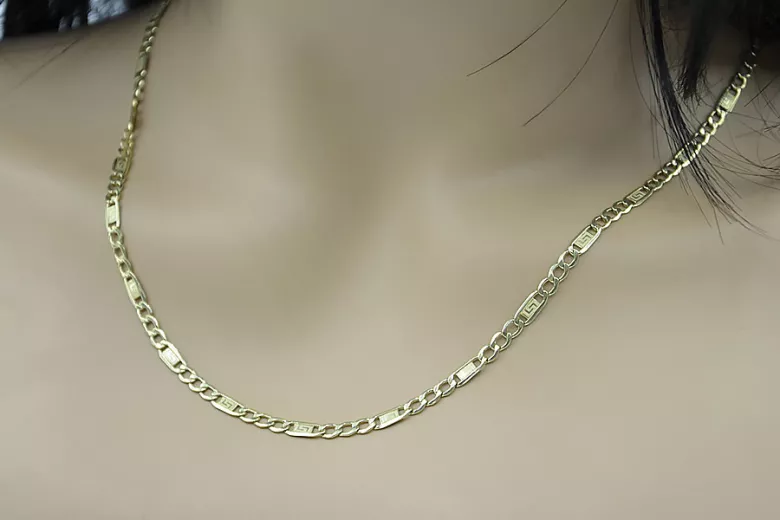 Italian yellow 14k gold hollow Figaro Versace chain cc083y