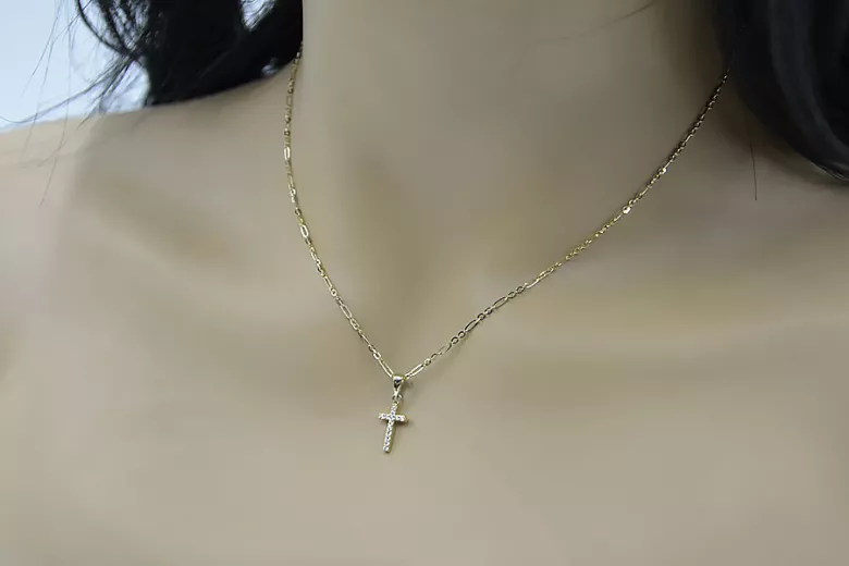 Catholic Cross & Anchor 14 Karat Goldkette ctc012y&cc084y