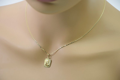 Złota zawieszka medalion Maryja z łańcuszkiem ★ https://zlotychlopak.pl/pl/ ★ Złoto 585 333 niska cena