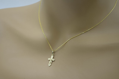 Gold Orthodox cross with chain ★ zlotychlopak.pl ★ Gold sample 585 333 Low price