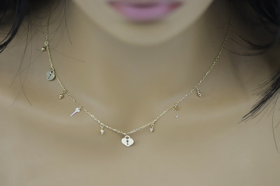 Złoty łańcuszek celebrytka 14k 585 żółte włoskie złoto Serca! ccc001y