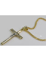 Croix catholique italienne en or jaune 14 carats et chaîne Spiga