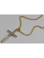 Croix catholique italienne en or jaune 14 carats et chaîne Spiga