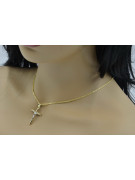 Italian yellow 14k gold Catholic Cross & Spiga chain ctc001y&cc036y