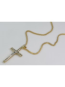 Italian yellow 14k gold Catholic Cross & Spiga chain ctc001y&cc036y