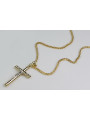 Croix catholique italienne en or jaune 14 carats et chaîne Spiga