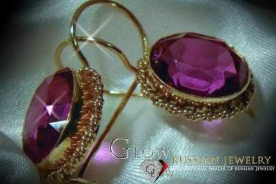 Rusă sovietică de argint a crescut placat cu aur 925 Alexandrite Ruby Emerald Safir Aquamarine Zircon ... cercei vec007rp