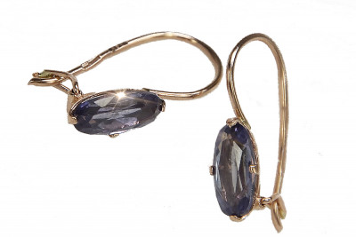 Vintage złote kolczyki srebro pozłacane 925 z aleksandrytem Rubinem Szafirem Szmaragdem Akwamarynem Cyrkoniami vec011rp