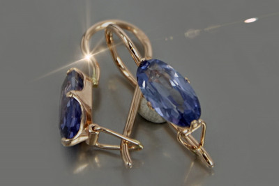 Russe soviétique argent rose or plaqué 925 Alexandrite Rubis Émeraude Saphir Aigue-marine Zircon ... Boucles d’oreilles VEC011RP