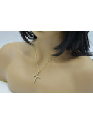 Italian yellow 14k gold Catholic Cross & Spiga chain ctc011y&cc035y