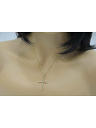 Italian yellow 14k gold Catholic Cross & Spiga chain ctc011y&cc035y