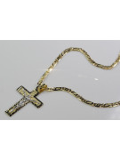 Italian yellow 14k gold Catholic cross & chain