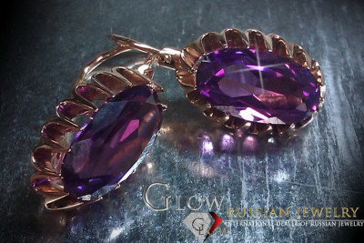 Plata soviética rusa chapada en oro rosa 925 Alejandrita Rubí Esmeralda Zafiro Aguamarina Zircón ... Pendientes VEC064RP