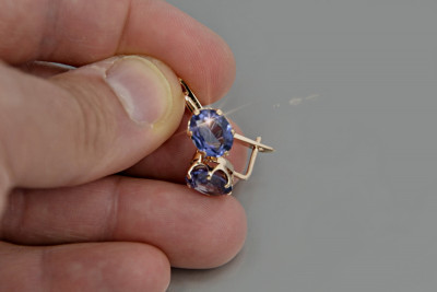 Russe soviétique argent rose or plaqué 925 Alexandrite Rubis Émeraude Saphir Aigue-marine Zircon ... Boucles d’oreilles VEC111RP