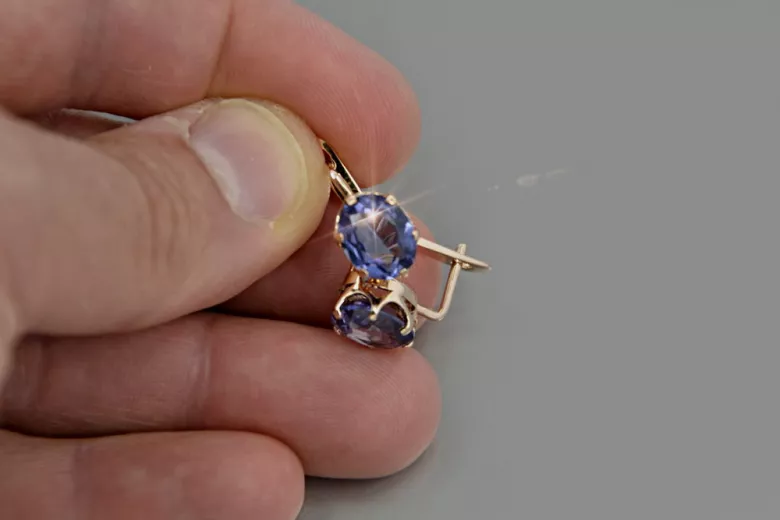 Rusă sovietică de argint a crescut placat cu aur 925 Alexandrite Ruby Emerald Safir Aquamarine Zircon ... cercei vec111rp