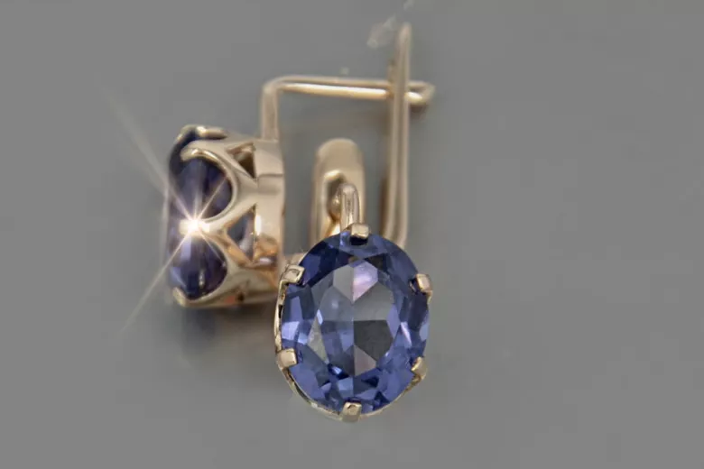 Vintage silver rose gold plated 925 Alexandrite Ruby Emerald Sapphire Aquamarine Zircon ... earrings vec111rp