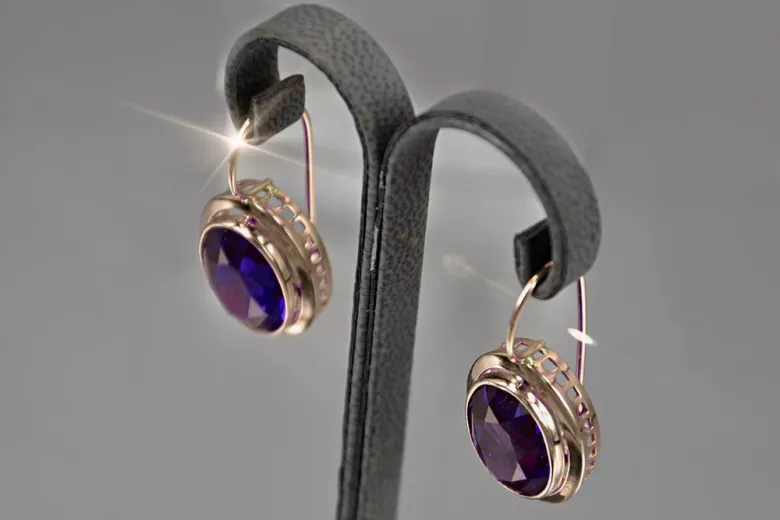 Russe soviétique argent rose or plaqué 925 Alexandrite Rubis Émeraude Saphir Aigue-marine Zircon ... Boucles d’oreilles Vec114RP