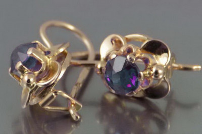 Vintage silver rose gold plated 925 Alexandrite Ruby Emerald Sapphire Aquamarine Zircon ... earrings vec116sgp