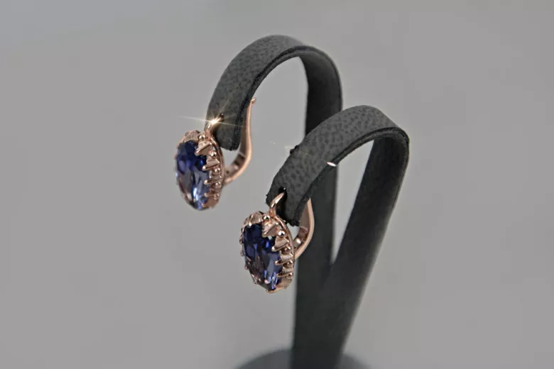 Russe soviétique argent rose or plaqué 925 Alexandrite Rubis Émeraude Saphir Aigue-marine Zircon ... Boucles d’oreilles Vec174RP